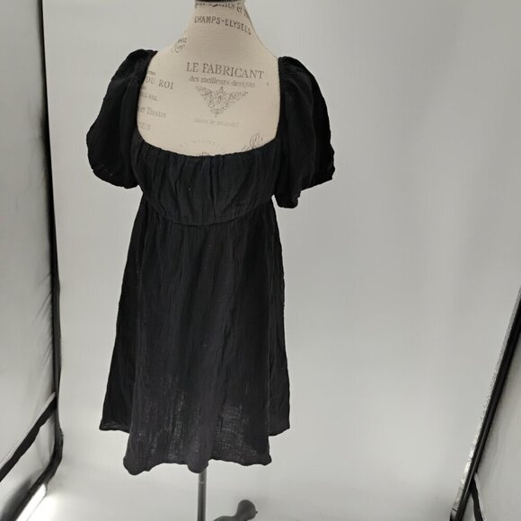 Princess Polly Dresses & Skirts - PRINCESS POLLY BRAND SHORT BLACK DRESS WITH OPEN BACK LINEN BLEND criss cross